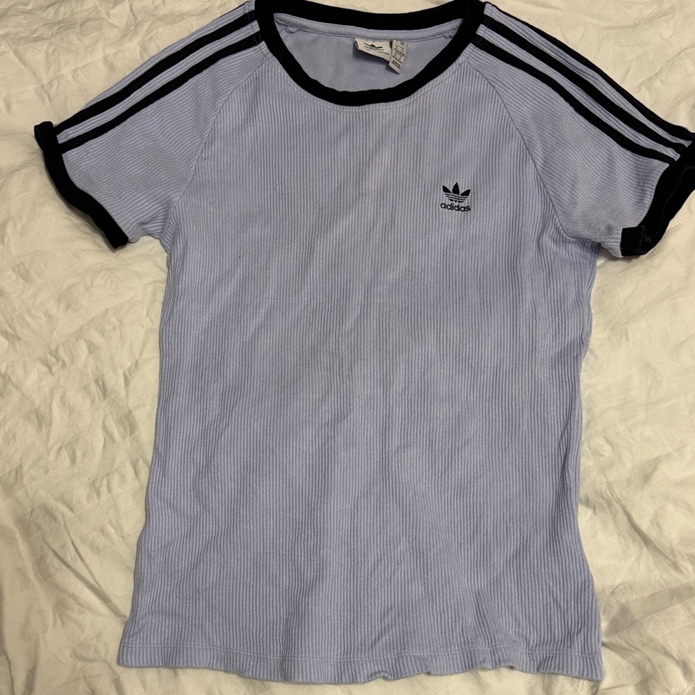 $5– Adidas Kids Light Blue Tee with Black Accents